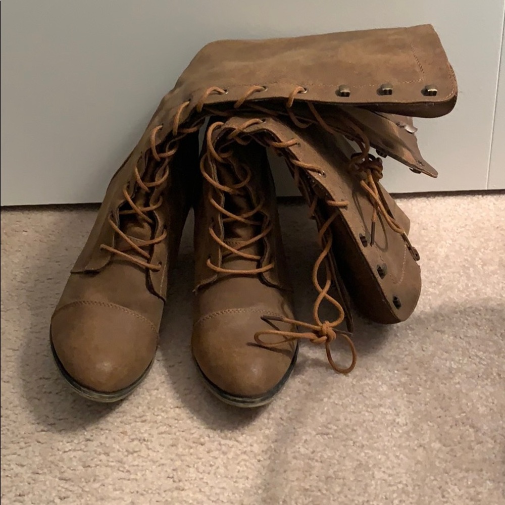 Brown high heel boots